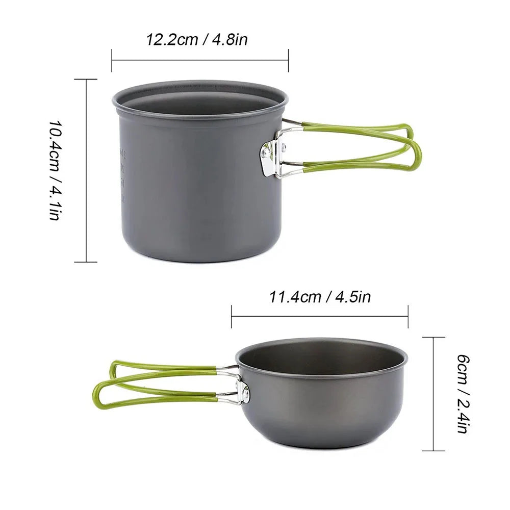 Camping Cookware Kit with Stove Green - Image 2