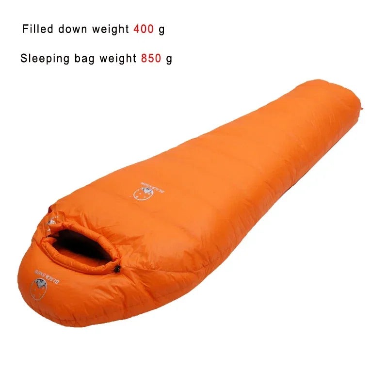 Ultralight Goose Down Winter Sleeping Bag Mummy Style -Orange - Image 4