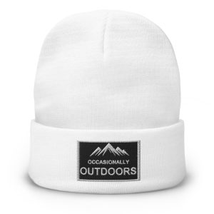 Occasionally Outdoors White Embroidered Beanie