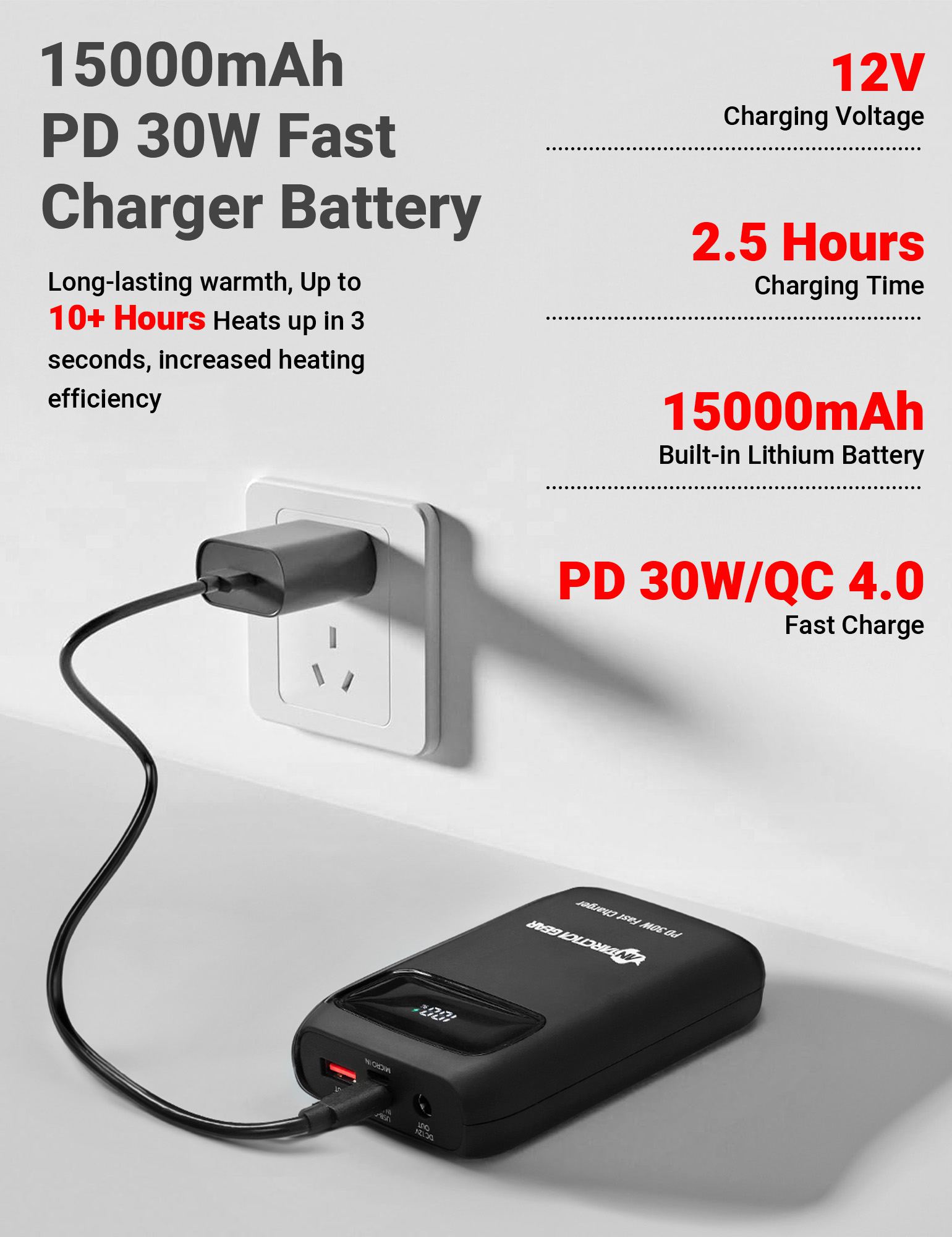 ANTARCTICA GEAR 15000mAh 12V Portable Battery, PD 30W and QC 4.0 Fast Charger Battery - Image 2