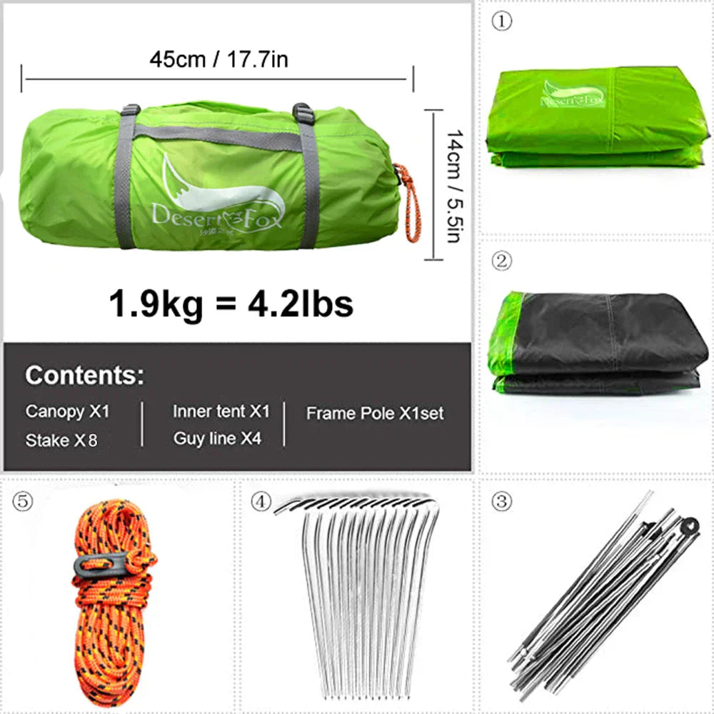 Desert Fox 2-Person Waterproof Backpacking Tent - Image 2