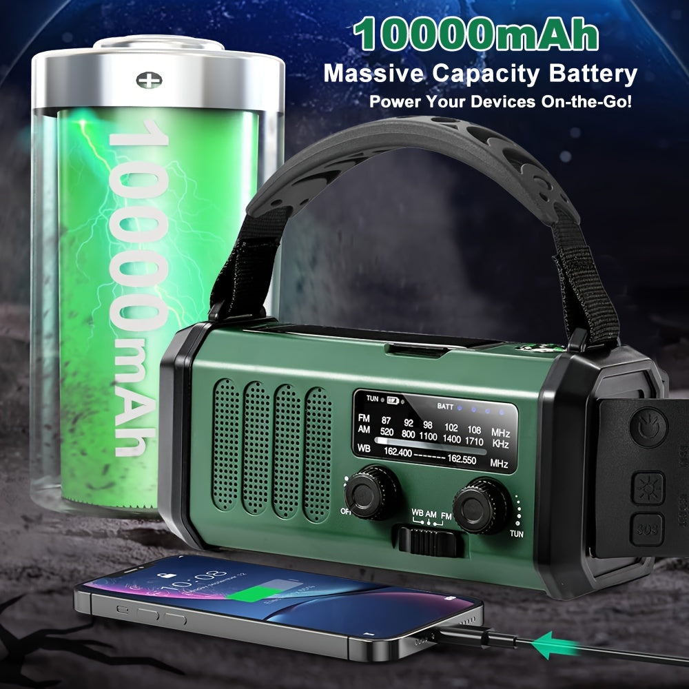10000mAh Solar-Powered Emergency Radio with Flashlight - Image 2