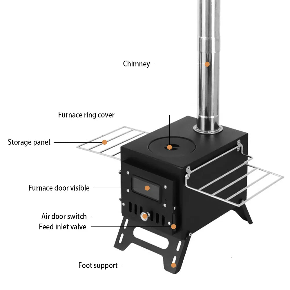Foldable Stainless Steel Wood Burning Camping Stove with Viewing Window - Image 4