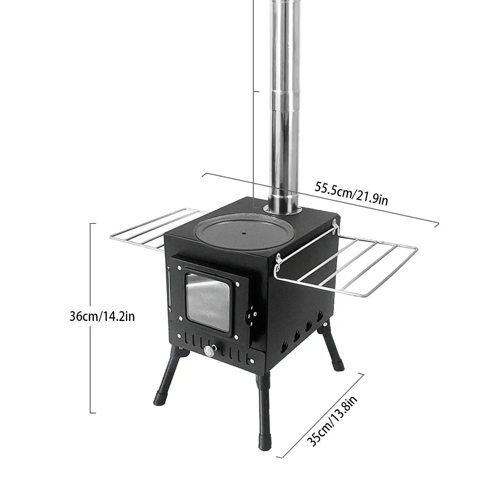 Foldable Stainless Steel Wood Burning Camping Stove with Viewing Window - Image 2