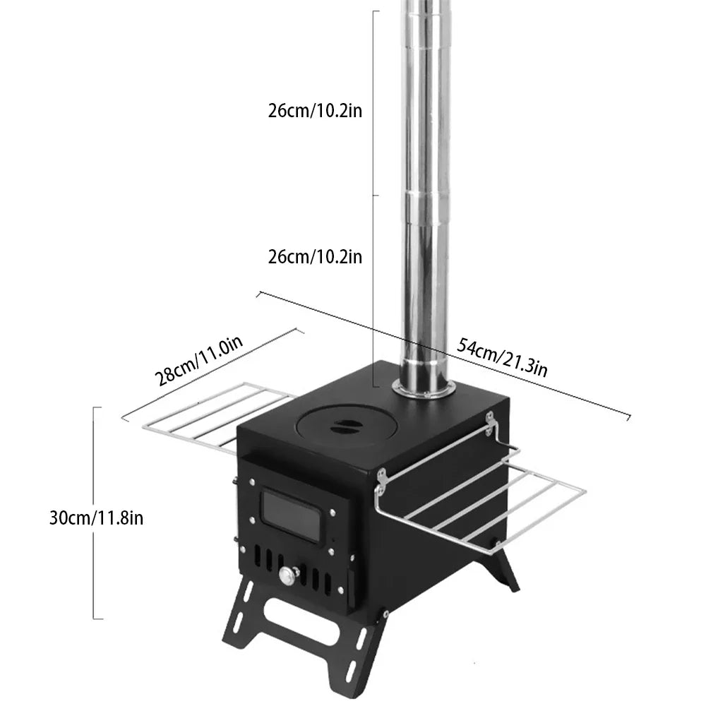 Foldable Stainless Steel Wood Burning Camping Stove with Viewing Window - Image 3