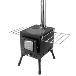 Foldable Stainless Steel Wood Burning Camping Stove with Viewing Window