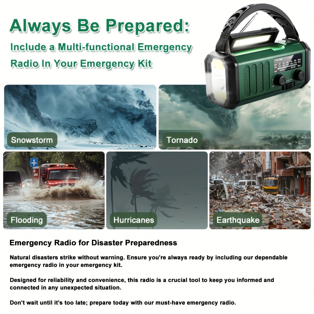 10000mAh Solar-Powered Emergency Radio with Flashlight - Image 5